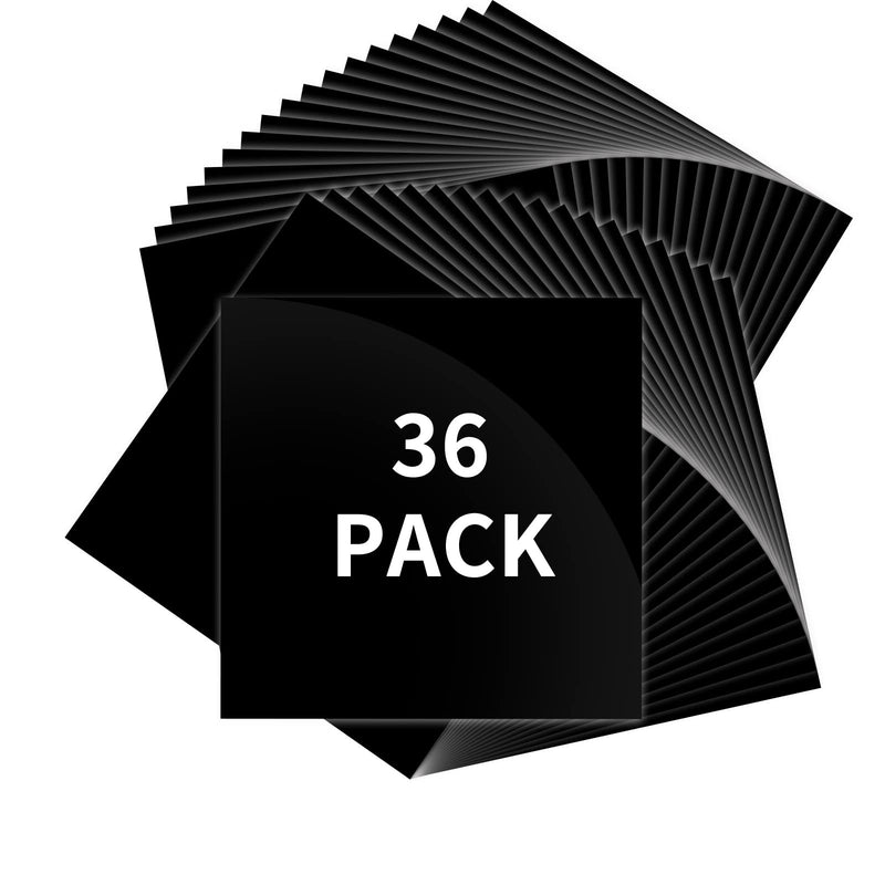 IModeur Glossy Black Permanent Vinyl 36 Pack (12" x 12") 36 Pack Permanent Vinyl Bundle for Silhouette, Cameo Cutters, Signs, Scrapbooking, Craft