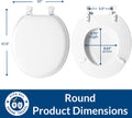 Mayfair Padded Toilet Seat, Cushioned Soft Vinyl over Wood Core Seat, Secure Hinges, Easy Clean, Made in USA, Round, White Round White Toilet Seat