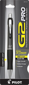 Pilot, G2 Premium Gel Roller Pen, Fine Point 0.7 mm, Black Gray Barrel 1 Count (Pack of 1)