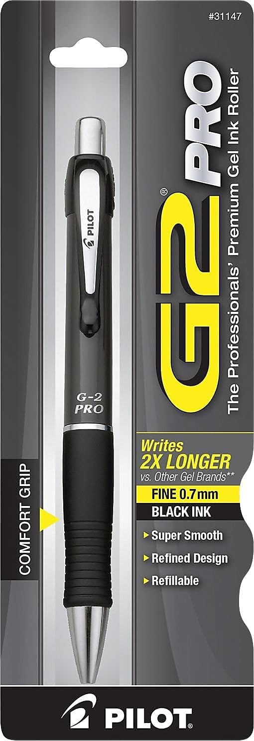Pilot, G2 Premium Gel Roller Pen, Fine Point 0.7 mm, Black Gray Barrel 1 Count (Pack of 1)