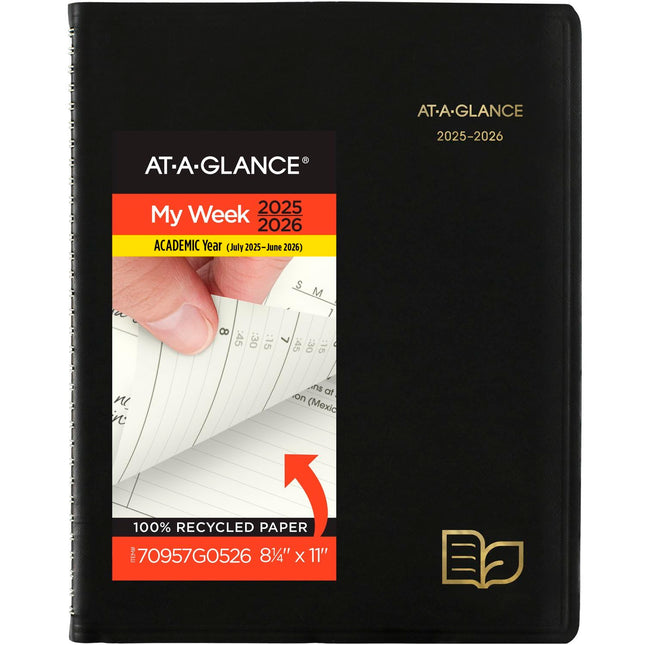 AT-A-GLANCE Planner 2025-2026 Academic, Weekly & Monthly, Quarter-Hourly Appointment Book, 8-1/4" X 11", Large, Monthly 