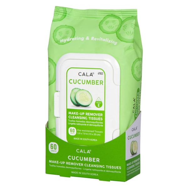 CALA Cucumber Makeup Remover Cleansing Tissues, Removes Makeup + Waterproof Eye Makeup Without Irritation, Deep Cleansing Wipes Leave Skin Soft