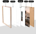 KINLINK 8x10 Picture Frame Natural, Solid Wood Frames with Acrylic Plexiglass for Pictures 4x6/5x7 with Mat or 8x10 without Mat, Tabletop and Wall