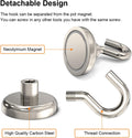 Magnetic Hooks Heavy Duty, 110 Lbs Strong Magnet Hooks for Hanging, Magnet with Hook for Cruise, Refrigerator, Pack of 6