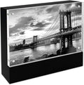 Isaac Jacobs Wood Block Acrylic Picture and Magnetic Photo Frame, Made for Tabletop Display - 5” x 7” Black Black 5x7