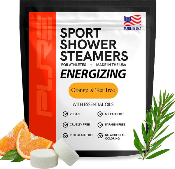 Pure Energizing Sport Shower Steamers - Natural Orange and Tea Tree Essential Oils, Made in USA, FatherÃÂ¢ÃÂÃÂS Day Gifts, Energy Boost for