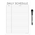 Dry Erase Daily Schedule Planner Sticker Decal by Glassboard Studio | Removable & Reusable | Magnetic Fine-Tip Marker Included (9 x 12 inches,