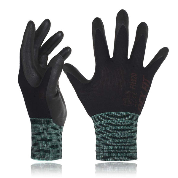 DEX FIT FN320 Precision Grip Work Gloves, 3D-Comfort Fit, Ultra Stretch Nylon Gloves, Lightweight & Flexible for Warehouse Handling, Assembly,