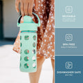 Lifefactory 12-Ounce Glass Water Bottle with Active Flip Cap and Protective Silicone Sleeve, Mint