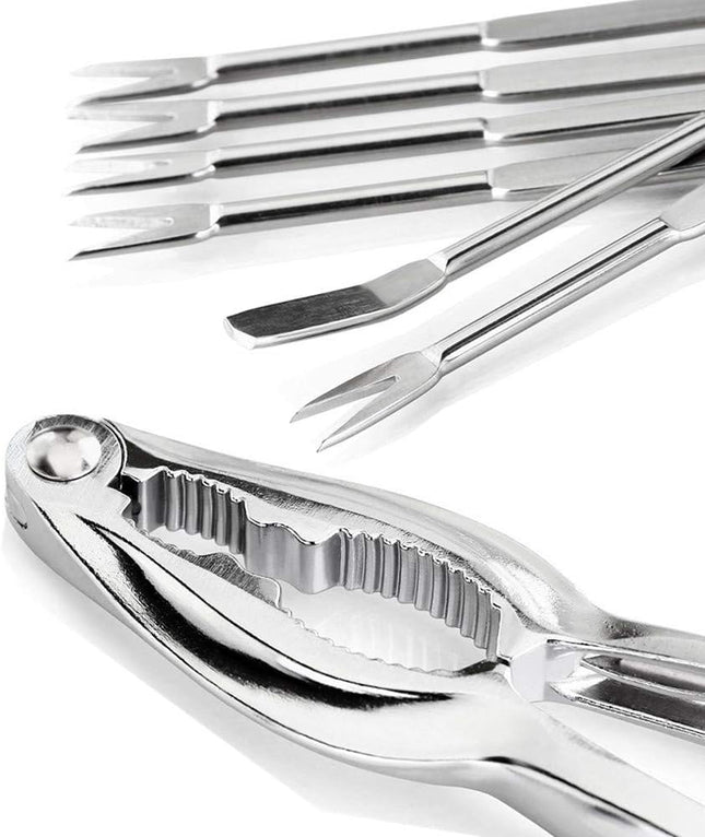 Lobster Crackers and Picks Set, 8Pcs Crab Leg Cracker Tools - Stainless Steel Seafood Crackers & Forks Nut Cracker Set &
