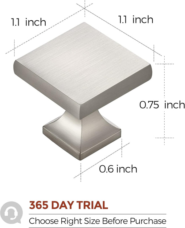 Home Expert 5 Pack Cabinet Knobs Kitchen Cabinet Knobs Silver Knobs for Dresser Drawers Brushed Kitchen Hardware for Cabinets Square Drawer Pulls