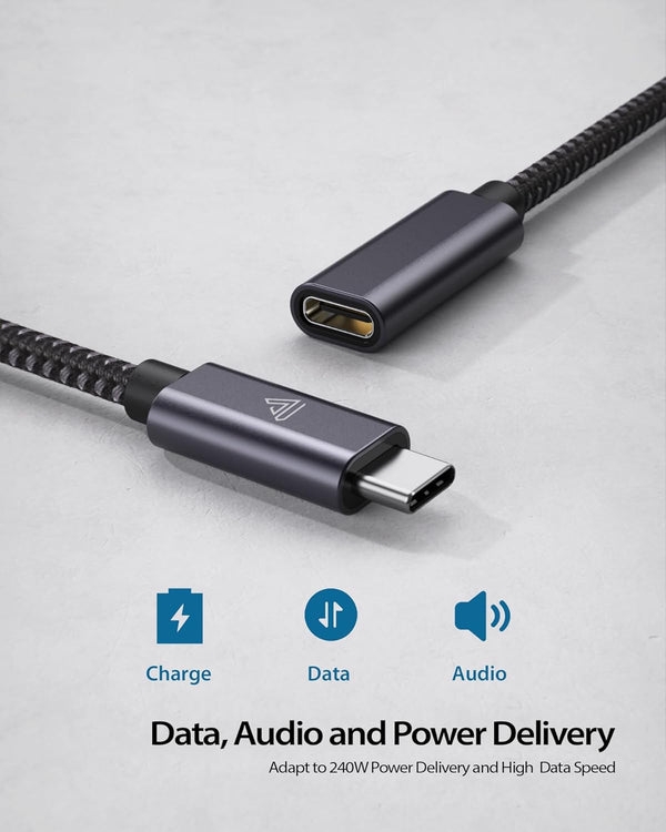 USB C Extension Cable (20Gbps/240W/3.3Ft), Faracent USB 3.2 Type C 3.1 Male to Female Extension Charging & Sync for Iphone 16 15 Pixel PSVR2