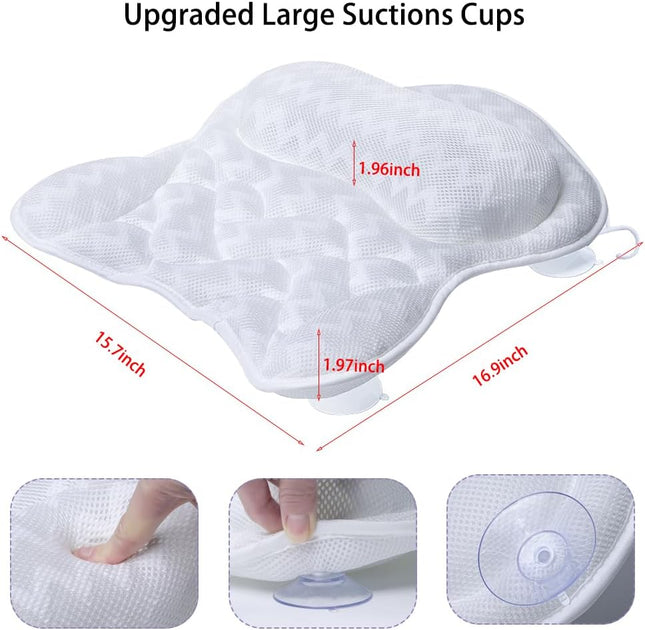 Bath Pillow, Tub Pillow for Bathtub Support Neck,Head and Back with Strong Non-S