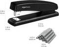 Amazon Basics Office Stapler with 1000 Staples, 25 Sheet Capacity, Non-Slip, Black, Home Office 1-Pack Stapler and 1000 Staples