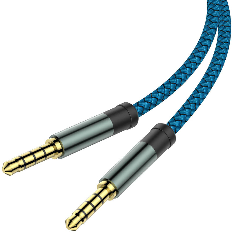 MCSPER 2 Pack TRRS 3.5mm Audio Cable, 5Ft 4-Conductor (4 Pole) with Mic[Microphone Compatible] Nylon Braided Aux Cord Compatible Car Home