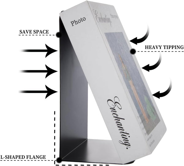 Camelmother Metal Bookend for Shelves Book Holder & Stopper Black