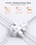 Power Strip Surge Protector, BESHON 5Ft Extension Cord, 6 Outlets with 3 USB Ports(1 USB C Outlet), 3-Side Outlet Extender, Wall Mount, Compact