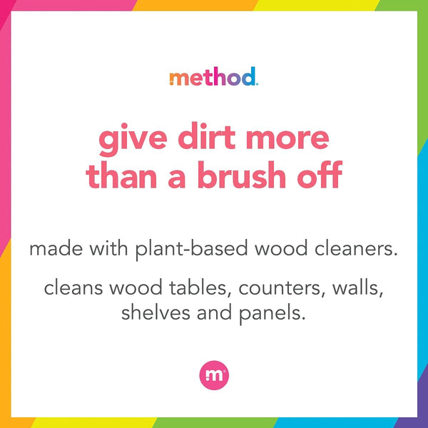 Method Daily Wood Cleaner, Almond, Plant-Based Formula That Cleans Shelves, Tables and Other Wooden Surfaces While Removing Dust & Grime, 28 Oz