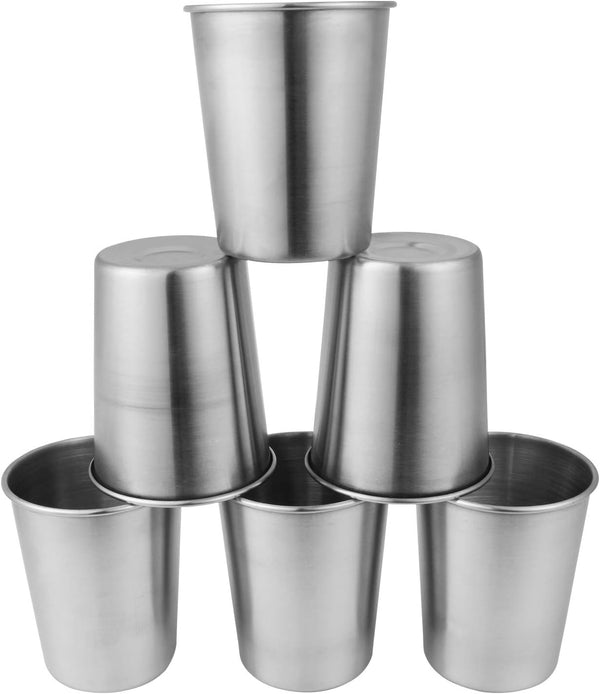 EVERMARKET 6 Pack 8 Ounce 230ml Stainless Steel Cups Shatterproof Pint Drinking Cups Metal Drinking Glasses for Kids and Adults