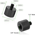 2 Pack 3/8" Female to 1/4" Male Screw Adapter Thread for Tripod Accessories Microphone Holder Camera Mount Aluminum