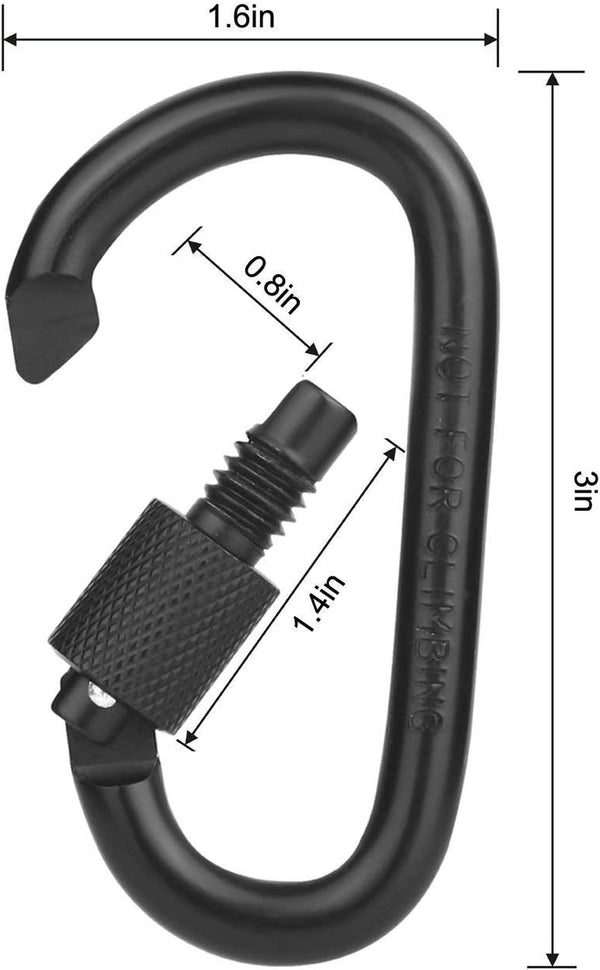 Locking Carabiner Clip, Vonpri 3 Inch D Ring Clips Spring Snap Key Chain Hook Screw Gate Aluminum Carabiners for Outdoor Travel Camping Fishing