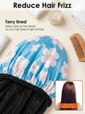 Aquior Shower Cap,Extra Large Triple Layer Bathing Cap with Dry Hair Function for Women Microfiber Terry Cloth Silky Satin 100% Waterproof
