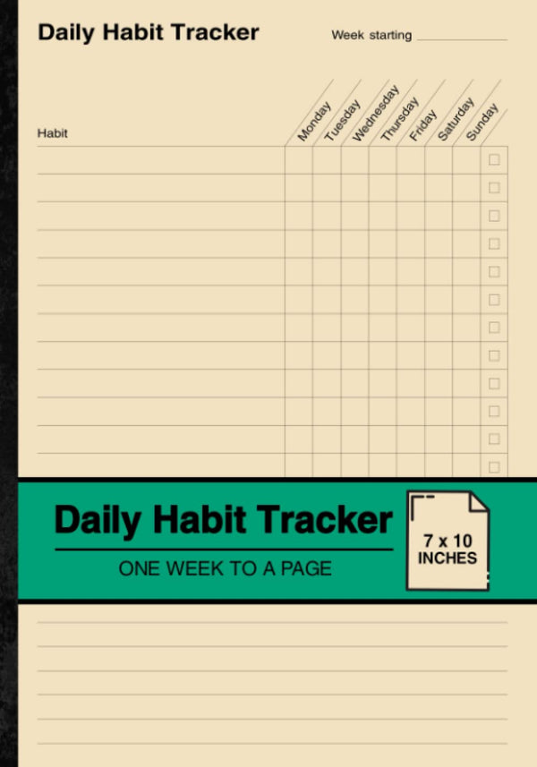 Daily Habit Tracker: Habit Tracking Notebook | One Week to a Page | Medium