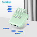 ummz Mini Portable Charger with Built-in 4 Cables，12000mAh Small Power Bank green