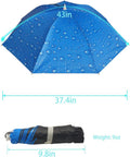 Umbrella Hat, 37 inch Fishing Umbrella Hat Hands Free Foldable UV Protection Umbrella Cap Adjustable Headwear for Fishing Golf Camping Beach