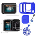Hero13 Black Silicone Protective Case Bag Screen Protector for GoPro Hero13, Glass Screen Protector Soft Rubber Cover (Blue)