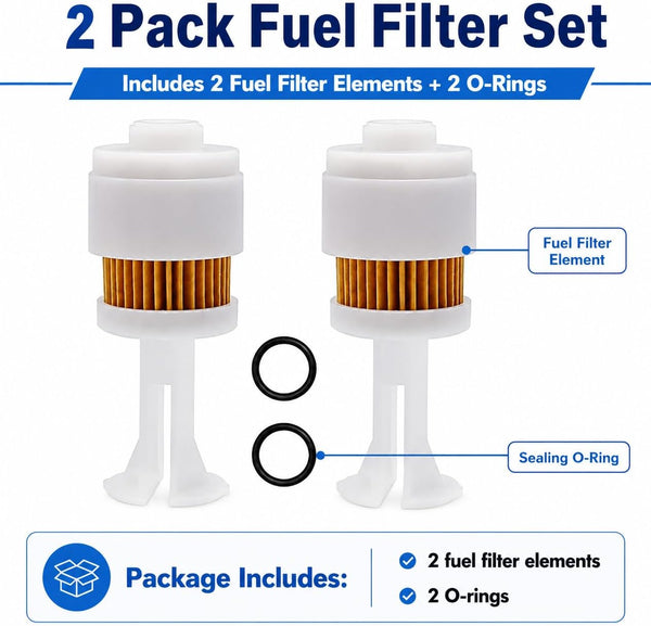 Hoypeyfiy 2 Pack 65L-24563-00-00 Fuel Filter Element Replacement, Marine Outboard Fuel Filter Compatible with Yamaha F150 F200 F225 SX250, Mercury