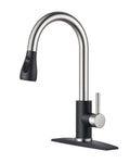 FORIOUS Kitchen Faucets with Pull Down Sprayer, High Arc Single Handle Classic Stainless Steel Sink Faucet 1 or 3 Hole, Suitable for Farmhouse
