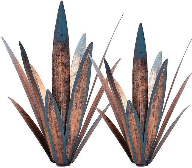 Jesokiibo 2Pcs Tequila Rustic Sculpture DIY Metal Agave Plant Home Decor Rustic 