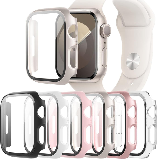 6-Pack Case Compatible with Apple Watch 40Mm Series SE 2Nd Gen 6 5 4 with Tempered Glass Screen Protector, QCKANLJ Ultra