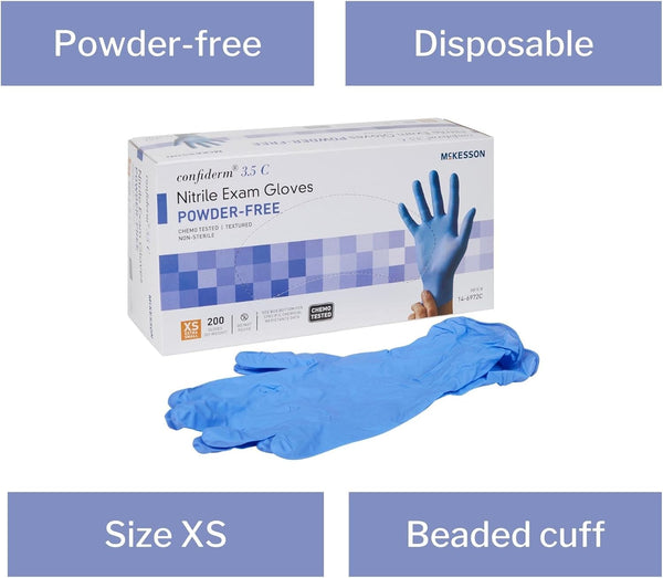 Mckesson Confiderm 3.5C Nitrile Exam Gloves - Powder-Free, Latex-Free, Ambidextrous, Non-Sterile