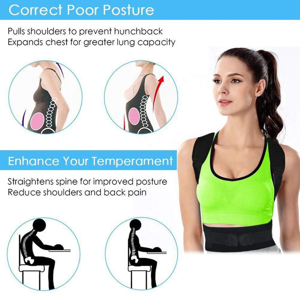 Thoracic Back Brace Posture Corrector - Magnetic Support for Neck Shoulder Upper and Lower Back Pain Relief - Perfect Posture Brace for Cervical