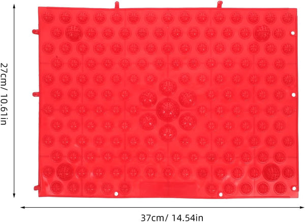 Reflexology Foot Massage Pad - Acupressure Mat for Blood Circulation, Stress Reliefs, and Foot Health, Home Therapy Massaging Plate (Red)