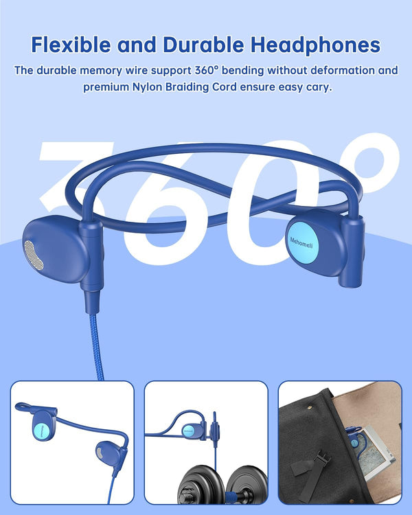 Kid Headphones for School, Air Conduction Open Ear Headphones, 3.5mm Jack Wired Cord, Ultra-Comfort, Ergonomic and Lightweight Design Perfect for