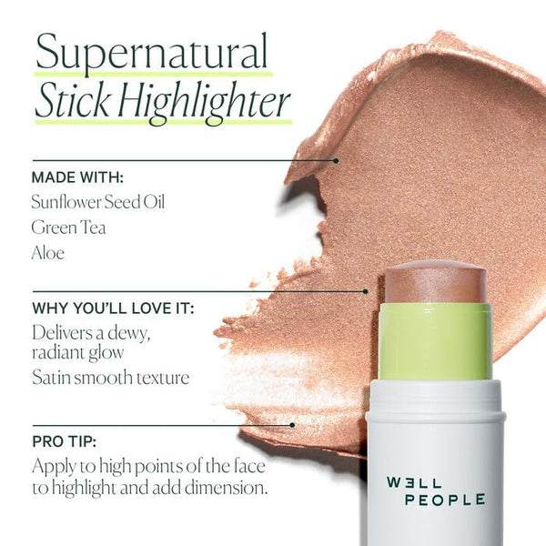 Well People Supernatural Stick Highlighter, Highlight Stick for Hydrated, Dewy Skin, Use on Lips, Cheeks & Eyelids, Vegan & Cruelty-Free,