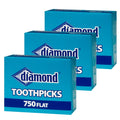 Diamond Flat Toothpicks 750Ct, 3 Pack