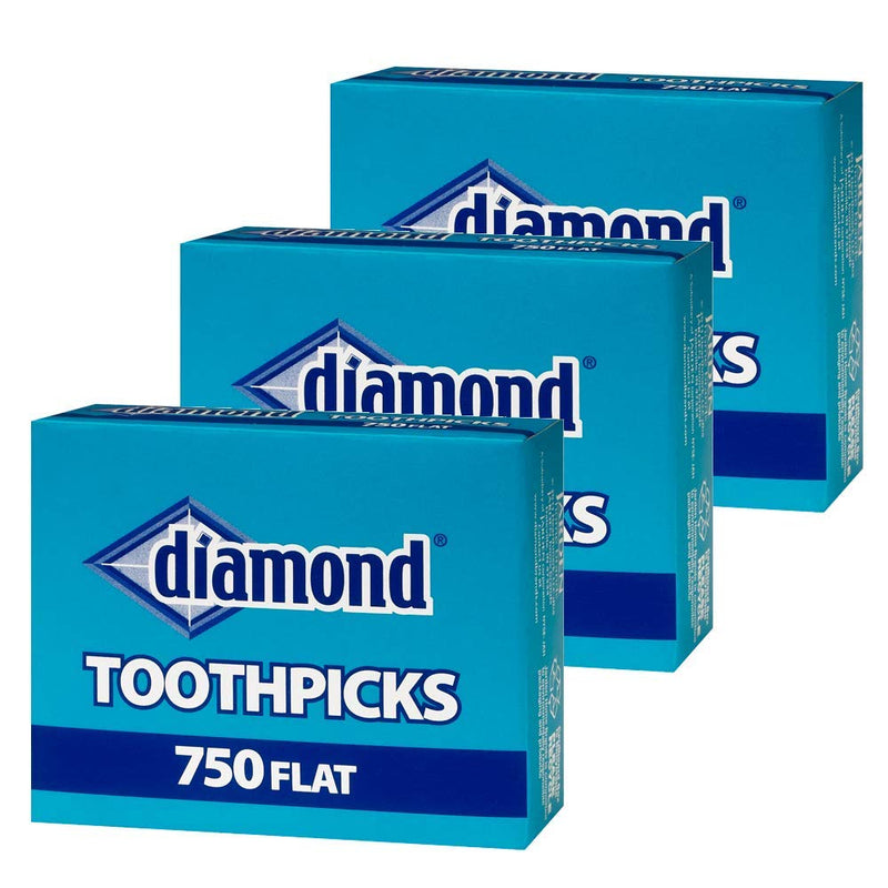 Diamond Flat Toothpicks 750Ct, 3 Pack
