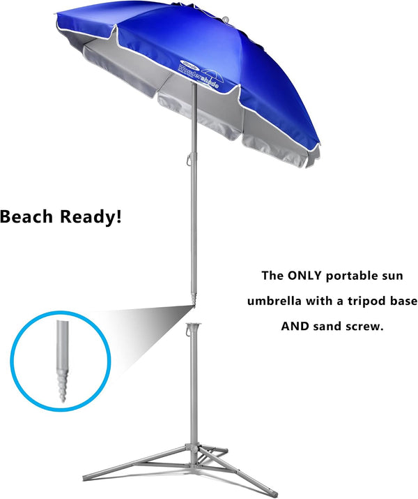 Wondershade Ultimate Portable Sun Shade Umbrella – Lightweight Adjustable Outdoor Patio & Beach Umbrella with Tripod Base (Blue) Royal Blue