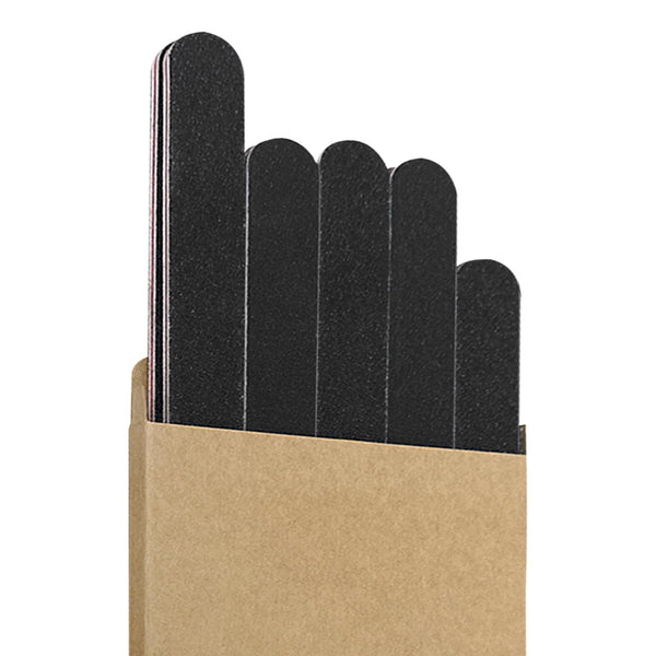 HeeYaa 5 Rows 2 Layers 10 PCS Nail File, Red Tough PP Core, Exquisite Kraft Paper Box, Double Sided 100/180 Grit Black Emery Board Manicure