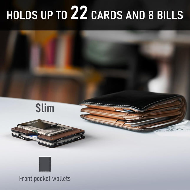 Minimalist Wallet for Men, Metal Wallet with Money Clip, Slim Compact Wallet, RF
