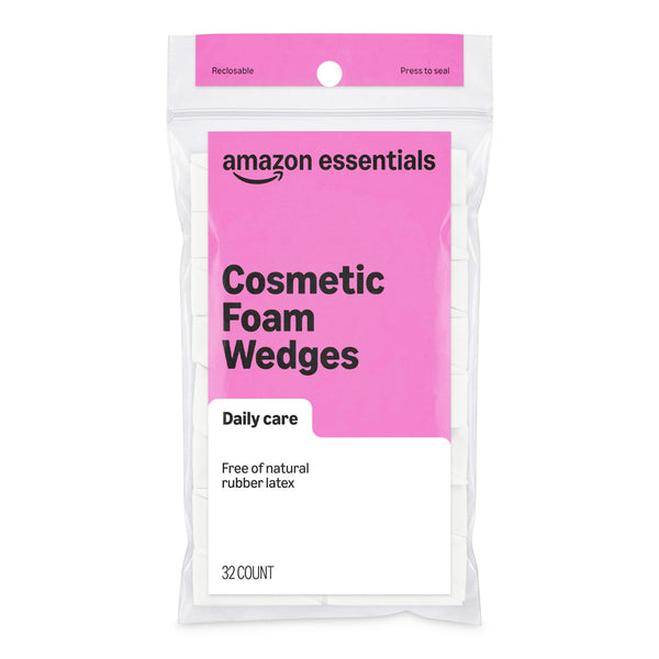 Amazon Essentials Cosmetic Foam Wedges For Makeup, 32 Count (Previously Amazon Basics) 32 Count (Pack of 1)