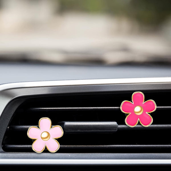 Frienda 6 Pcs Daisy Flower Air Vent Clip Accessories Air Conditioning Outlet Clip Car Air Freshener Dashboard Accessories Charm Car Inter Decor(3
