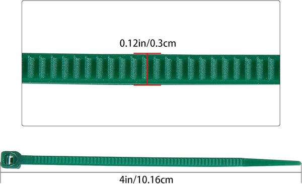 4 inch 3mm Dark Green Nylon Garden Cable Zip Ties Self Locking Cable Ties Twist Ties, Multi-Purpose Cable Tie(100 Pcs) 4 in x 0.118 in
