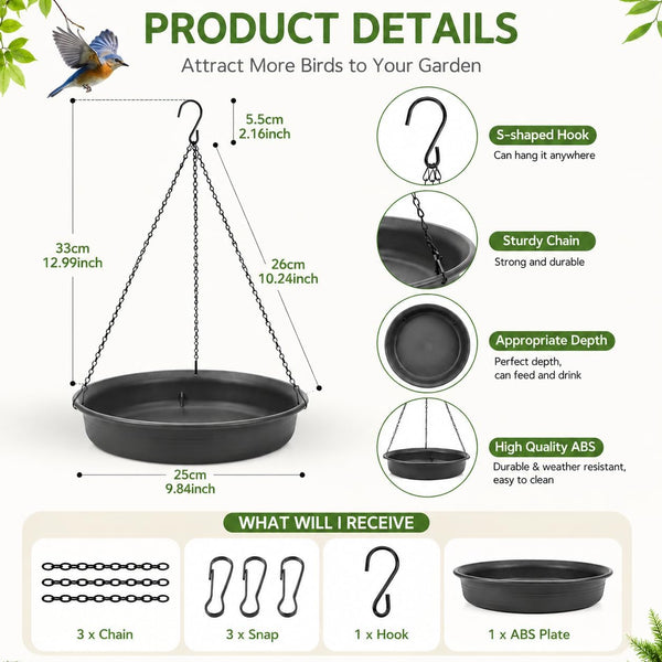 Hanging Bird Bath Hanging Bird-Feeder - CARGEN Garden BirdBath Tray Wildlife Feeder Plate Water Bowl or Water Bowl for Outdoors Garden Patio