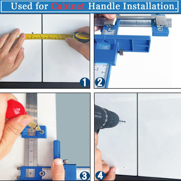 King&Charles Cabinet Hardware Jig & Automatic Center Punch Set. | Avoid Jitter Caused by Direct Drilling. Cabinet Handle Jig, Use for Handles and