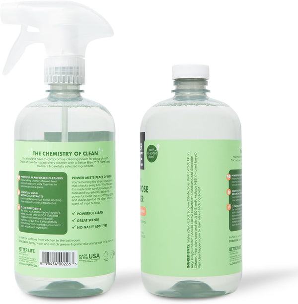 Better Life All Purpose Cleaner - Plant Based Home and Kitchen Cleaning Spray for Glass, Countertops, Appliances, Upholstery & More -